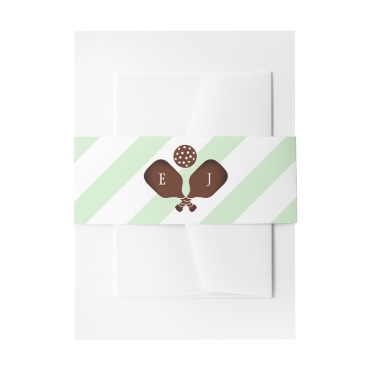 Preppy Pickleball Stripes Wedding Uitnodigingen Wikkel (Voorkant Voorbeeld)