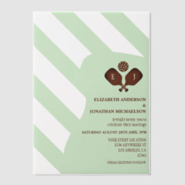 Preppy Pickleball Stripes Wedding Vellum Uitnodigingen