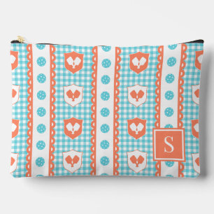 Preppy Pickleball Wapen Gingham Koraal & Turkoois Etui