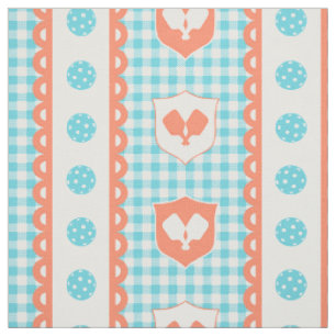 Preppy Pickleball Wapen Gingham Koraal & Turkoois Stof