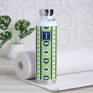 Preppy Pickleball Wapenschild Gingham - Lime & Nav Waterfles