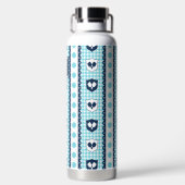 Preppy Pickleball Wapenschild Gingham - Turquoise  Waterfles (Achterkant)
