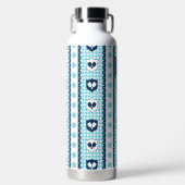 Preppy Pickleball Wapenschild Gingham - Turquoise  Waterfles (Voorkant)