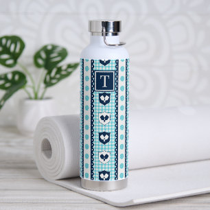 Preppy Pickleball Wapenschild Gingham - Turquoise Waterfles