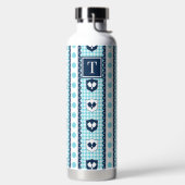 Preppy Pickleball Wapenschild Gingham - Turquoise  Waterfles (Links)