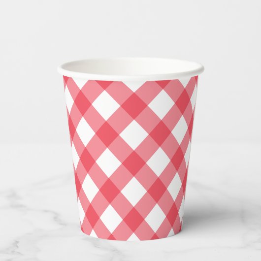 Preppy picknick rood geruite gingham party papieren bekers (Achterkant)