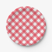 Preppy picknick rood geruite gingham party papieren bordje (Voorkant)