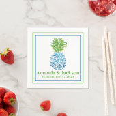 Preppy Pineapple Chinoiserie Border Wedding Servet (Insitu)