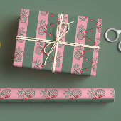 Preppy Pineapple Christmas - Schattige Modern Kleu Inpakpapier Vel