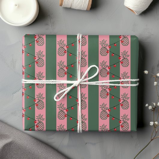 Preppy Pineapple Christmas - Schattige Modern Kleu Inpakpapier Vel