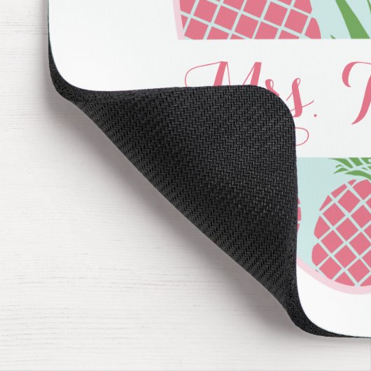 Preppy Pineapple Print Apple Personalized Teacher Muismat (Hoek)