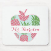 Preppy Pineapple Print Apple Personalized Teacher Muismat (Voorkant)