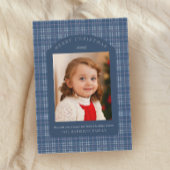 Preppy Pink and Blue Plaid Classic Christmas Card Feestdagenkaart
