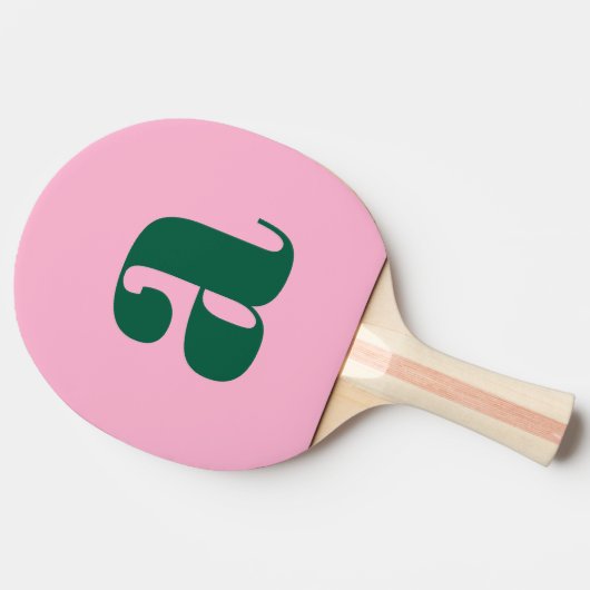 Preppy Pink and Green Bold Retro Monogram Initial Tafeltennisbatje (Zijkant)