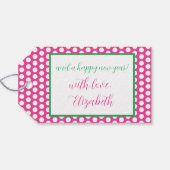 Preppy Pink and Green Christmas Trees Cadeaulabel (Achterkant Horizontaal)