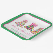 Preppy Pink and Green Christmas Trees Papieren Bordje (Gebogen)