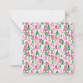 Preppy Pink and Green Christmas Trees Personalized Notitiekaartje (Achterkant)