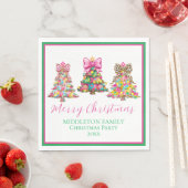 Preppy Pink and Green Christmas Trees Servet (Insitu)