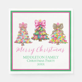 Preppy Pink and Green Christmas Trees Servet