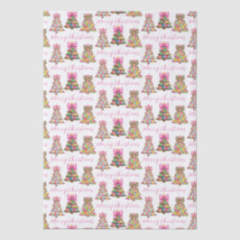 Preppy Pink and Green Christmas Trees Tissuepapier