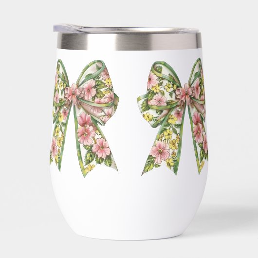 Preppy Pink and Green Floral Bow Personalized (Rechts)