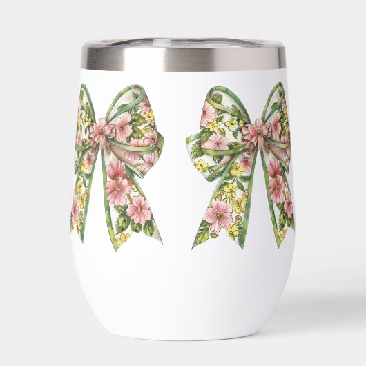 Preppy Pink and Green Floral Bow Personalized (Achterkant)