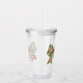 Preppy Pink and Green Floral Bow Personalized Acryl Drinkbeker (Rechts)