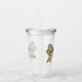 Preppy Pink and Green Floral Bow Personalized Acryl Drinkbeker (Links)