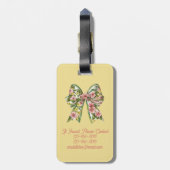Preppy Pink and Green Floral Bow Personalized Bagagelabel (Achterkant verticaal)