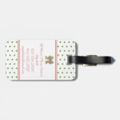 Preppy Pink and Green Floral Bow Personalized Bagagelabel (Achterkant horizontaal)