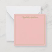 Preppy Pink and Green Floral Bow Personalized Notitiekaartje (Achterkant)