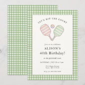 Preppy Pink and Green Pickleball Birthday party Kaart (Voorkant / Achterkant)