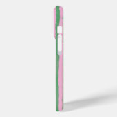 Preppy Pink and Green Striped Custom Name Case-Mate iPhone Case (Achterkant / Links)