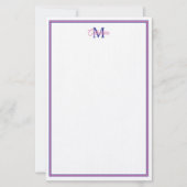 Preppy Pink and Navy Blue Simple Monogram Briefpapier (Voorkant)