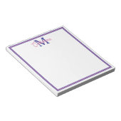 Preppy Pink and Navy Blue Simple Monogram Notitieblok (Schuin)