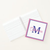 Preppy Pink and Navy Blue Simple Monogram Notitieboek (Binnen)