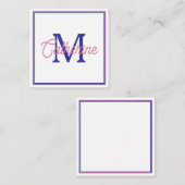 Preppy Pink and Navy Blue Simple Monogram Notitiekaartje (Voorkant / Achterkant)