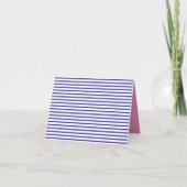 Preppy Pink and Navy Blue Stripe Simple Monogram Notitiekaartje (Achterkant)
