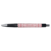 Preppy Pink Argyle Girly Monogram Kantoor naam Pen (Voorkant)