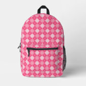 Preppy Pink Argyle Plaid Girls Bedrukte Rugzak (Voorkant)