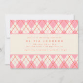 Preppy Pink Argyle Pset Baby Girl Shower Kaart (Voorkant)