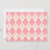 Preppy Pink Argyle Pset Baby Girl Shower Kaart (Achterkant)
