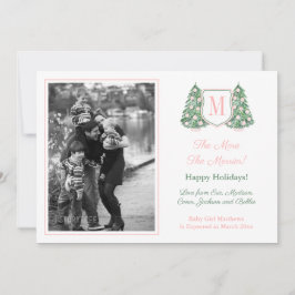 Preppy Pink Baby Girl Feestdagen Zwangerschap Aankondiging