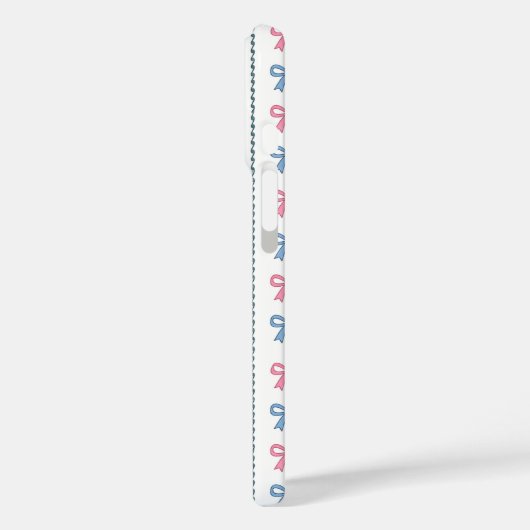 Preppy Pink Blue Coquette Bows Florals Striped Case-Mate iPhone Case (Achterkant / Links)