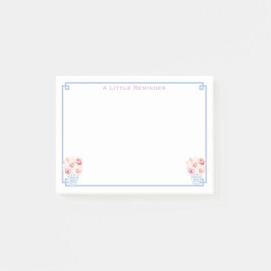 Preppy Pink Blue Greek Key Ginger Jar gepersonalis Post-it® Notes (Voorkant)