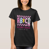 Preppy Pink Bow Abcd Second Grade Rocks Pencil Lig T-shirt (Voorkant)