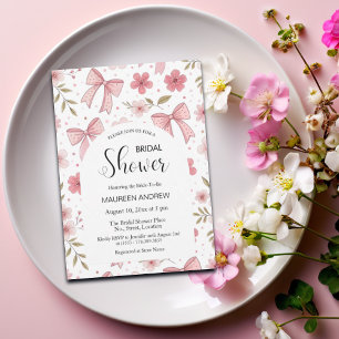 Preppy Pink Bow en Bloemen Vrijgezellenfeest Kaart