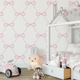 Preppy Pink Bow Grand Millennial Behang