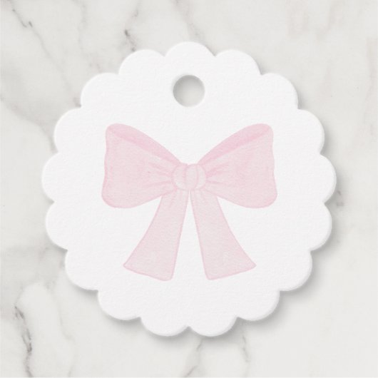 Preppy Pink Bow Grandmillennial Eerste Verjaardag Bedankjes Labels (Voorkant)
