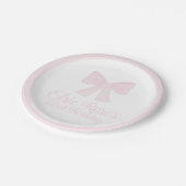 Preppy Pink Bow Grandmillennial Eerste Verjaardag Papieren Bordje (Gekanteld)